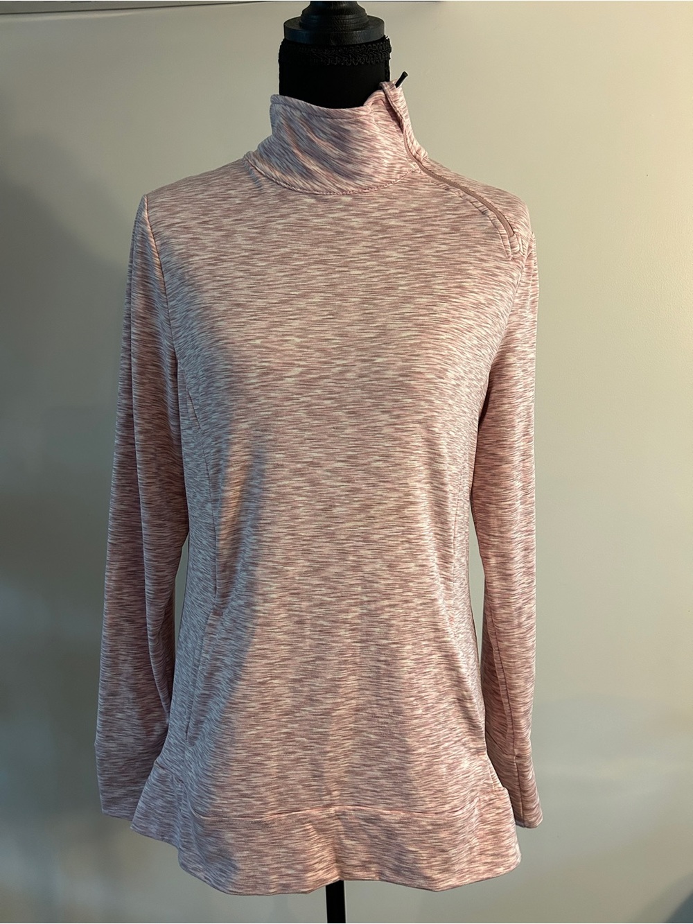 Marika Dusty Rose Heather Long Sleeve Mock Neck Top